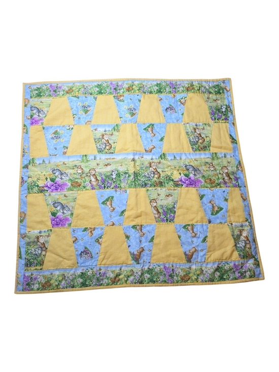 Handmade Other - Handmade‎ Bunny Butterfly Patchwork Baby Blanket Yellow Gingham | 36x38.5
